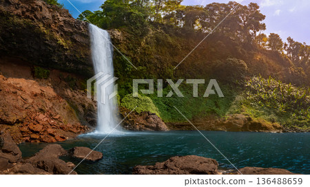 Beautiful E-TU waterfall. Laos landscape 136488659