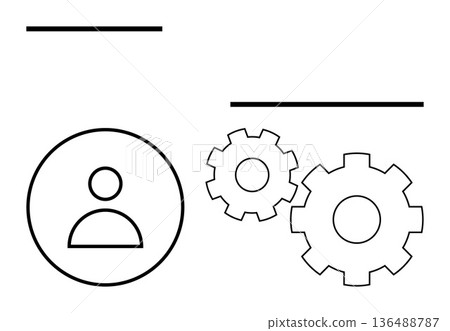 User settings, profile customization, account management, system preferences, workflow optimization, technology operations. Person icon adjacent to gear symbols. User settings and account management User settings, profile customization, account management, system preferences, workflow optimization, technology operations. Person icon adjacent to gear symbols. User settings and account management 136488787