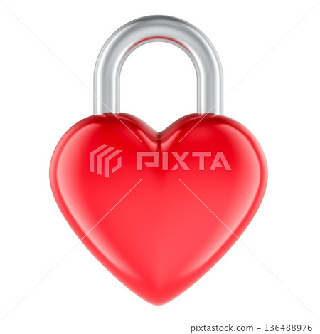 Heart shaped padlock symbol of love and security, 3D rendering Heart shaped padlock symbol of love and security, 3D rendering 136488976