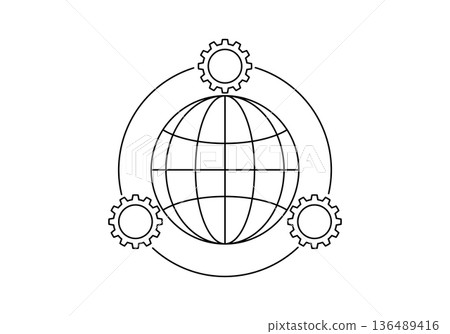 Gear wheel and Earth. Vector illustration. Gear wheel and Earth. Vector illustration. 136489416
