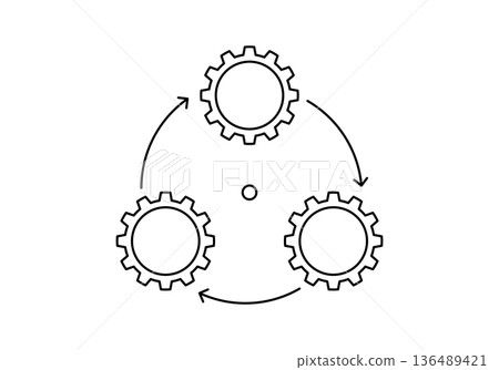Three gear wheels icon. Vector illustration. Three gear wheels icon. Vector illustration. 136489421