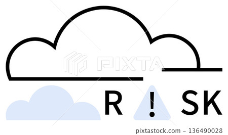 Risk assessment, data security, cloud computing, IT management, digital safety, and threat awareness. Cloud design with a warning sign. Risk assessment and data security concept Risk assessment, data security, cloud computing, IT management, digital safety, and threat awareness. Cloud design with a warning sign. Risk assessment and data security concept 136490028