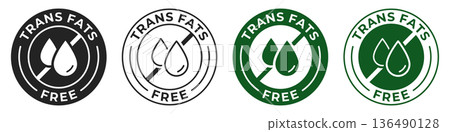 Trans fats free label. Low cholesterol icon. Trans fat free illustration for product packaging logo, sign, symbol or emblem. Low calories badge isolated. Trans fats free label. Low cholesterol icon. Trans fat free illustration for product packaging logo, sign, symbol or emblem. Low calories badge isolated. 136490128