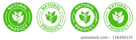 Natural product label. Organic ingredients vector illustration for product packaging logo, sign, symbol or emblem. Natural product icon isolated. Natural product label. Organic ingredients vector illustration for product packaging logo, sign, symbol or emblem. Natural product icon isolated. 136490135