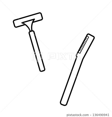 Razor monochrome line drawing icon set Razor monochrome line drawing icon set 136490941