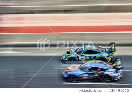 racing supercars on the circuit, Battle of the teams, long exposure photography, supercars drive past at high speed, pitstops, training runs, watching people,  136491050
