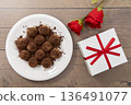 Valentine's Day gifts and chocolate truffles 136491077