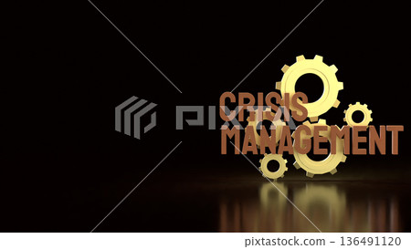 Crisis Management Strategic Planning with Golden Gears Concept 3d render. 136491120