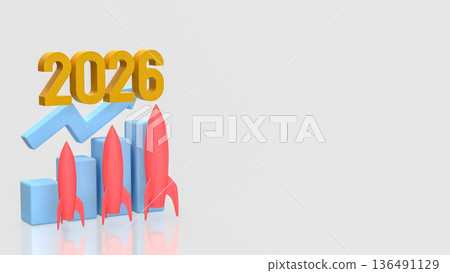 Multiple Rocket Launch Business Growth Concept 2026 3d render. Multiple Rocket Launch Business Growth Concept 2026 3d render. 136491129