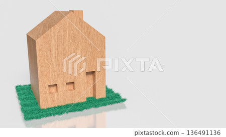 Minimal Wooden House Model for Real Estate Concept 3d render. Minimal Wooden House Model for Real Estate Concept 3d render. 136491136