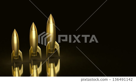 Luxury Business Growth Stages With Golden Rockets 3d render. Luxury Business Growth Stages With Golden Rockets 3d render. 136491142