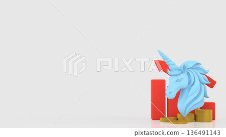 Unicorn Financial Growth Concept With Rising Market Value 3d render. 136491143