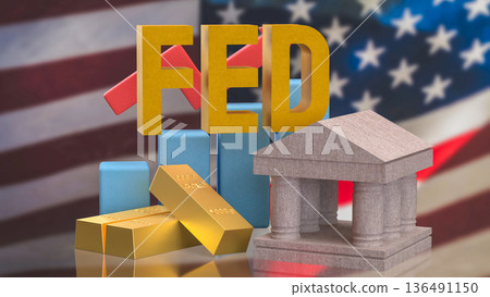 Federal Reserve Policy Impact On Gold Market And Economic Growth 3d render. 136491150
