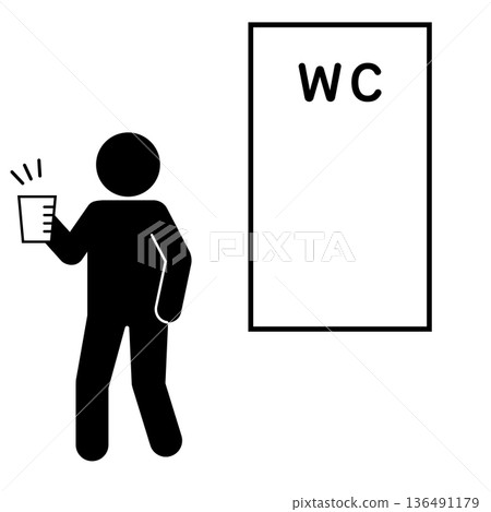 Pictogram of urine collection scene for urine test Pictogram of urine collection scene for urine test 136491179