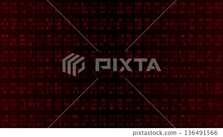 Dense Red Binary Array - Repeating Code Fragments on Dark Background Dense Red Binary Array - Repeating Code Fragments on Dark Background 136491566