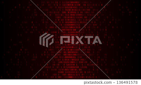 Digital Spine - Centralized Crimson Binary Pillar and Cyberpunk Security Core Patterns 136491578