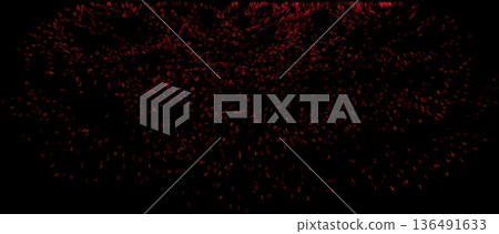 Crimson Binary Horizon - Panoramic Cyberpunk Data Flow and Surveillance Void 136491633