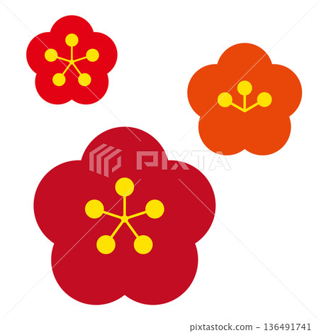 Simple and pop plum icon variation set Simple and pop plum icon variation set 136491741