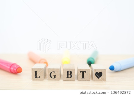 Wooden blocks and colored pens representing LGBT and diversity. Wooden blocks and colored pens representing LGBT and diversity. 136492872