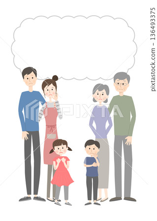 Anxious three-generation family Anxious three-generation family 136493375