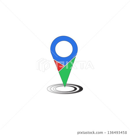 icon sticker realistic design on paper map icon sticker realistic design on paper map 136493458