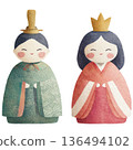 Watercolor style Hina dolls 136494102