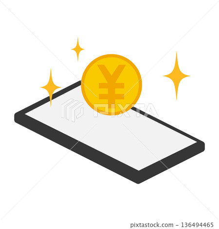 Image of cashless payment using a smartphone and Japanese yen coins Image of cashless payment using a smartphone and Japanese yen coins 136494465