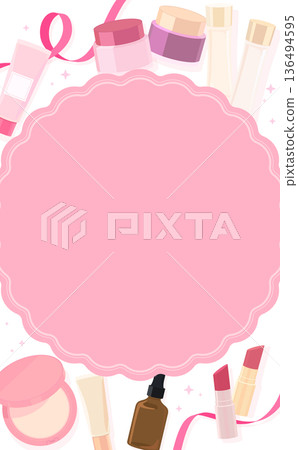 母親節化妝品邊框_粉紅色文字,無背景_垂直 母親節化妝品邊框_粉紅色文字,無背景_垂直 136494595