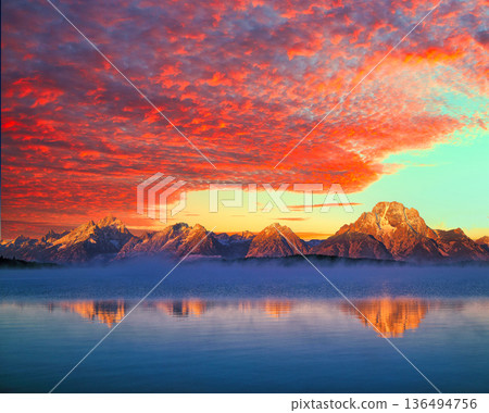 Beautiful sunset in Grand Teton National Park Beautiful sunset in Grand Teton National Park 136494756