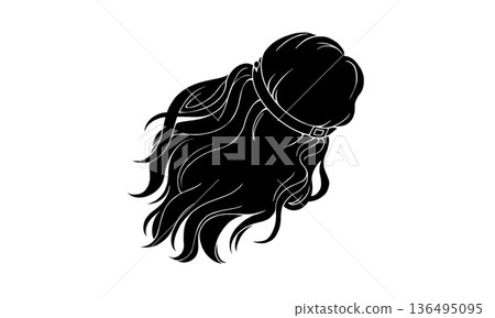 Black and white illustration of Coma Berenices' hair (with white outline) 136495095