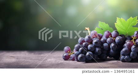 grape organic fruit copy space background, generative AI 136495161
