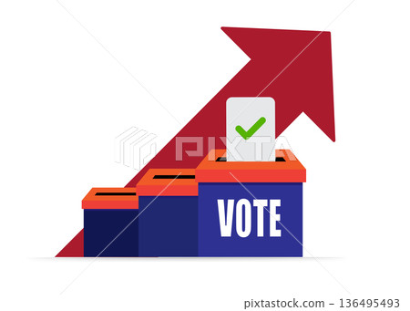 Increased Voting Concept Vector Illustration. Ballot box icon. Election and Social Poll. Stock Illustration: Increased Voting Concept Vector Illustration. Ballot box icon. Election and Social Poll. Stock Illustration: 136495493