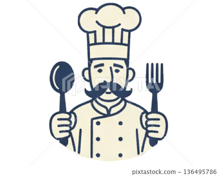 Chef with cookware Chef with cookware 136495786