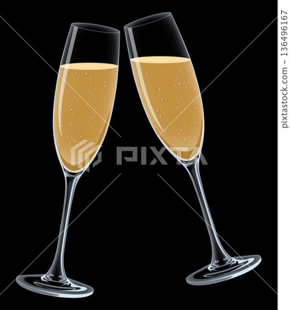 Toasting champagne glasses, gold Toasting champagne glasses, gold 136496167