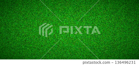 Grass field background concept. Abstract fake green turf texture. Artificial sport field surface design for football, baseball, soccer game. Golf lawn ground imitation wallpaper. Vector illustration Grass field background concept. Abstract fake green turf texture. Artificial sport field surface design for football, baseball, soccer game. Golf lawn ground imitation wallpaper. Vector illustration 136496231