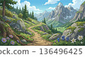Mountain path anime background 136496425