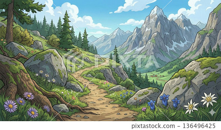 山路動漫背景 136496425