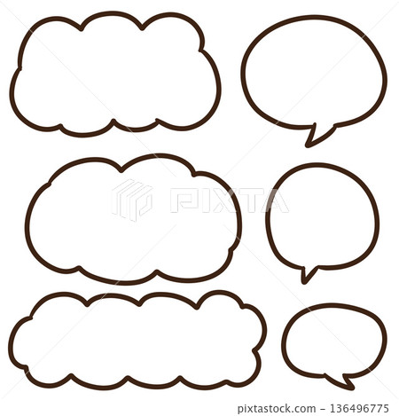Simple cloud and circle hand-drawn speech bubble (monochrome) Simple cloud and circle hand-drawn speech bubble (monochrome) 136496775