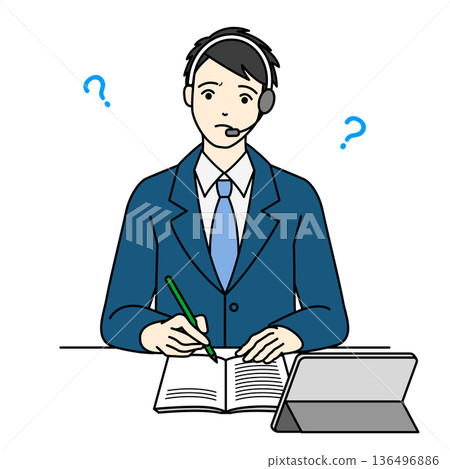 A male operator taking notes while responding to customer concerns 136496886