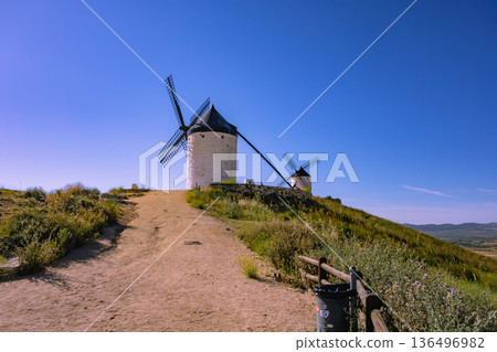 Landscape with windmills in La Mancha 136496982