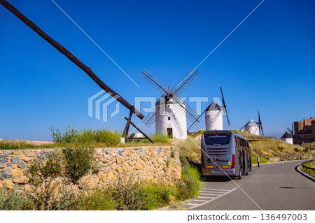 Landscape with windmills in La Mancha Landscape with windmills in La Mancha 136497003