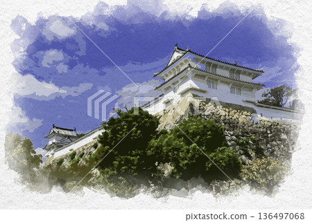姬路城華角和和角水彩畫，姬路市，兵庫縣 136497068