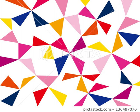 Geometric pattern, triangles, white background, colorful, pink, orange, navy Geometric pattern, triangles, white background, colorful, pink, orange, navy 136497070