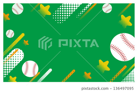 綠色全壘打背景插圖 136497095