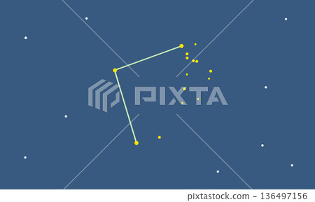 Color illustration of Coma Berenices floating in the starry sky (constellation lines) Color illustration of Coma Berenices floating in the starry sky (constellation lines) 136497156