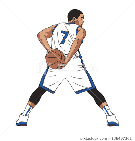 Behind The Back Basketball Dribbling Technique Showing Skill And Control In Motion On Court 136497301