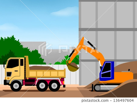 Construction heavy machinery 136497604