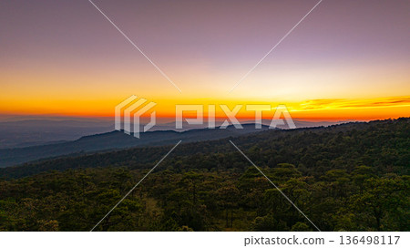 A Serene Morning Scene of Sunlight Distant Mountain Peaks A Serene Morning Scene of Sunlight Distant Mountain Peaks 136498117