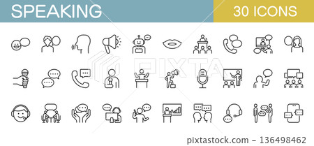 Talking icon set: conversations, meetings, phone calls, communication, etc. 136498462
