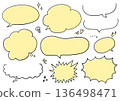 Hand-drawn speech bubble set (yellow) 136498471